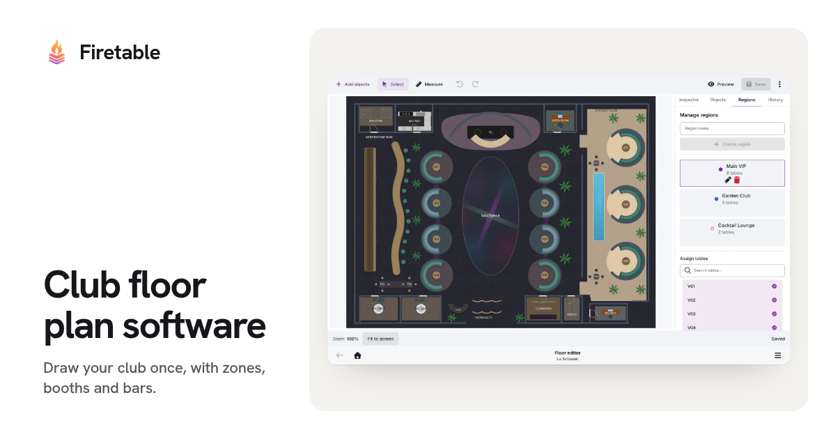 Club Floor Plan Software | Nightclubs, Bars, Beach Clubs | Firetable